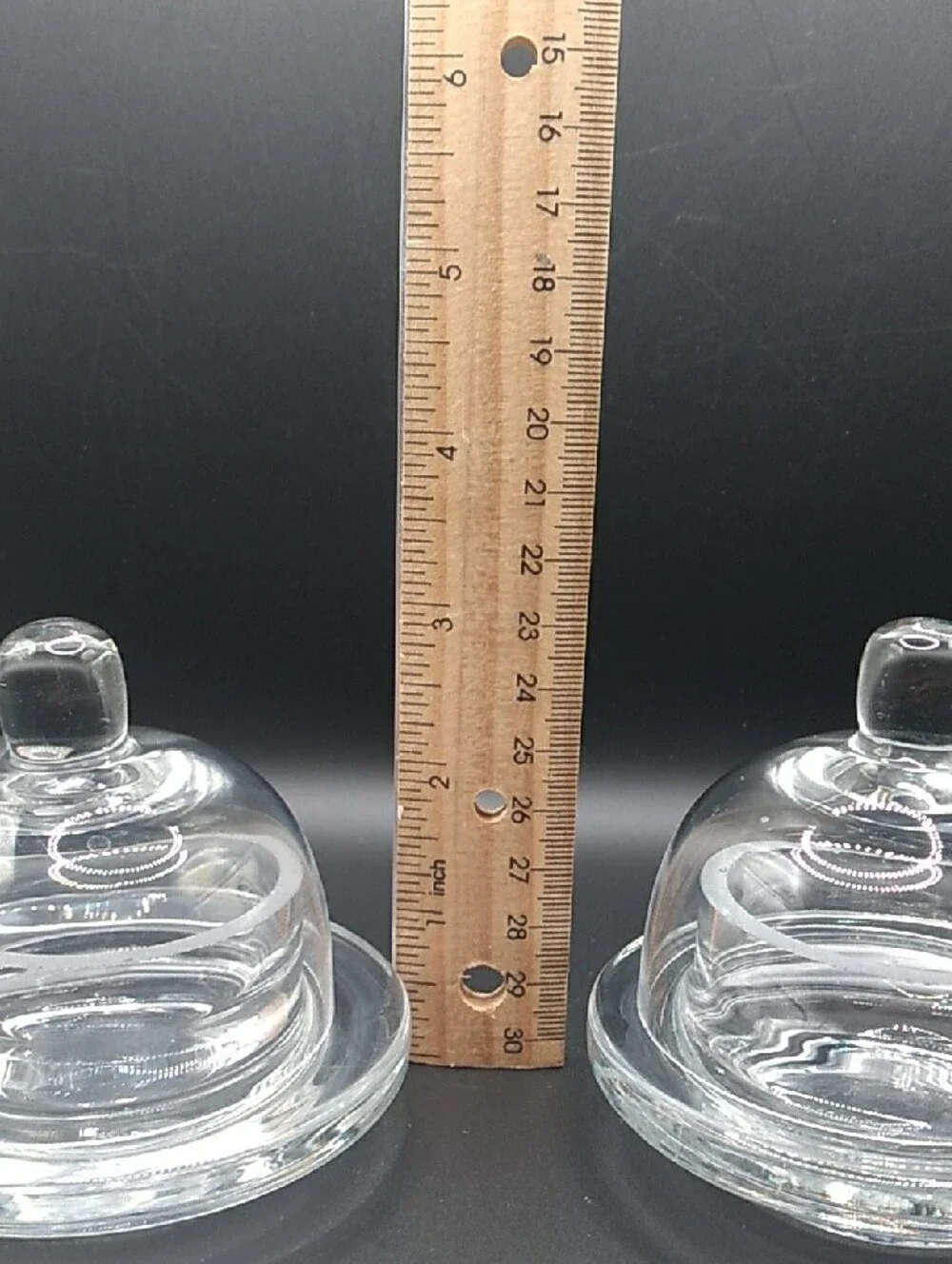 Vintage Clear Glass Mini Dome Butter Dish Set Of 2 (B9)